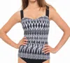 Profile By Gottex Shibori Underwire D-cup Tankini Top In Black/ White