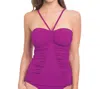 Profile By Gottex Shirred Bandeau Tankini Top In Swan Lake Orchid In Multi
