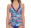 Profile By Gottex Shirred Halter Tankini Top In Madame Butterfly In Multi