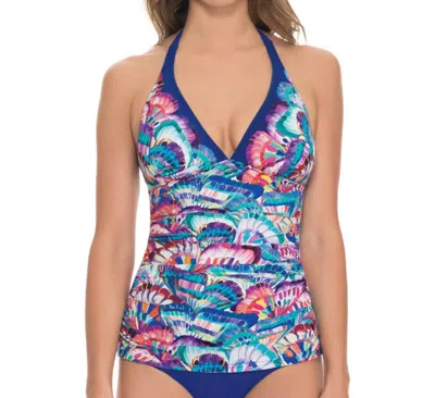 Profile By Gottex Shirred Halter Tankini Top In Madame Butterfly In Multi