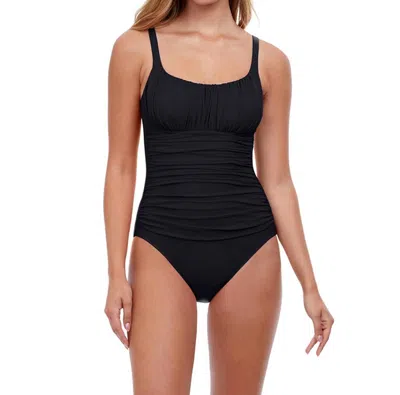 Profile By Gottex Shirred One Piece Swimsuit In Tutti Frutti Black In Multi