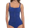 Profile By Gottex Shirred Tankini Top In Pro Waterfall Blueberry