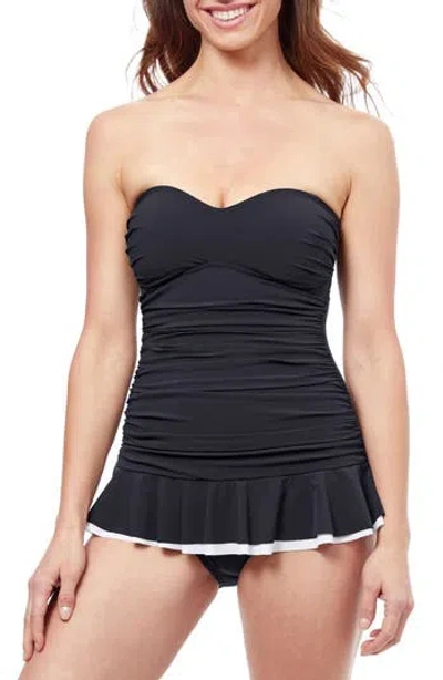 Profile By Gottex Skirted One-piece Swimsuit In Black/white