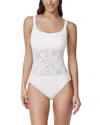 Profile By Gottex Skyfall Round Neck One Piece Swimsuit In White