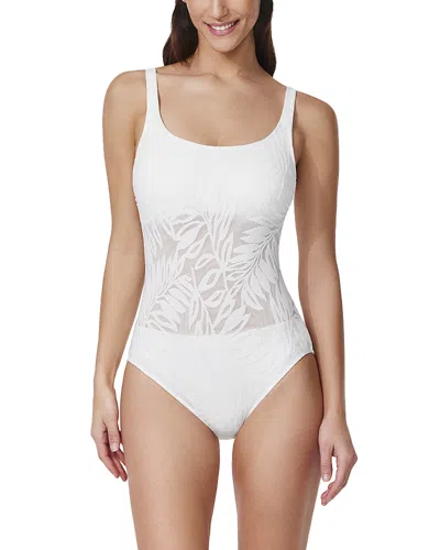 Profile By Gottex Skyfall Round Neck One Piece Swimsuit In White