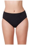 Profile By Gottex Skyfall Textured Mid Waist Swim Bottom In Black