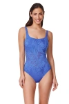 Profile By Gottex Skyfall Textured Square Neck One Piece In Blue