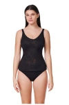 Profile By Gottex Skyfall Textured V-neck D-cup Tankini Top In Black