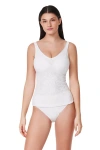 Profile By Gottex Skyfall Textured V-neck D-cup Tankini Top In White