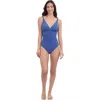 Profile By Gottex Solo D Cup V Neck One Piece In Denim
