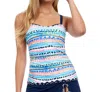 Profile By Gottex Spritz D-cup Scoop Neck Shirred Underwire Tankini Top In Multi