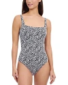 Profile By Gottex Plumeria Underwire Square Neck One Piece In Blue