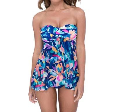 Profile By Gottex Strapless Flyaway One Piece Swimsuit In Pro Bermuda Breeze In Multi