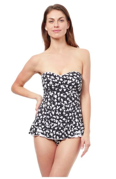 Profile By Gottex Summer Time Bandeau Swimdress In Black White