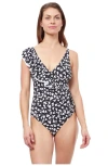 Profile By Gottex Summertime V Neck One-piece In Black White