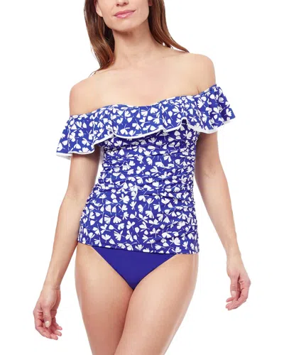 Profile By Gottex Summertime Off Shoulder Tankini In Blue