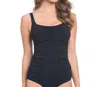 Profile By Gottex Swan Lake Shirred Tankini Top In Black In Black
