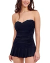 Profile By Gottex Sweetheart Womens Pleated Strapless One-piece Swimsuit In Black