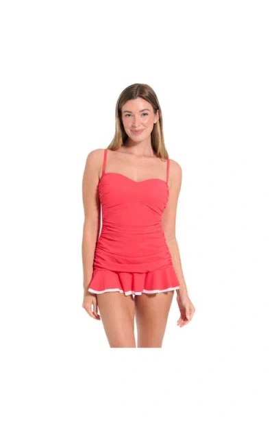 Profile By Gottex Sweetheart Ruched Swimdress In Red