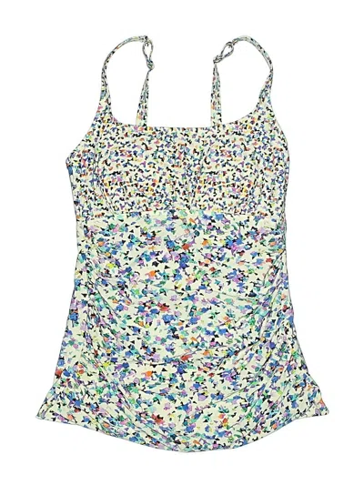 Pre-owned Profile By Gottex Swimsuit Top Blue Floral Pattern Swimwear