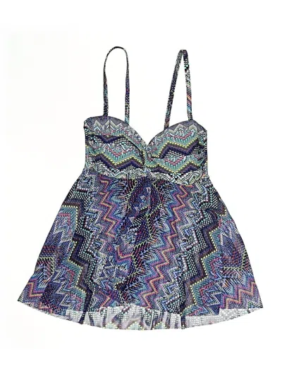 Pre-owned Profile By Gottex Swimsuit Top Blue Paisley Pattern Swimwear