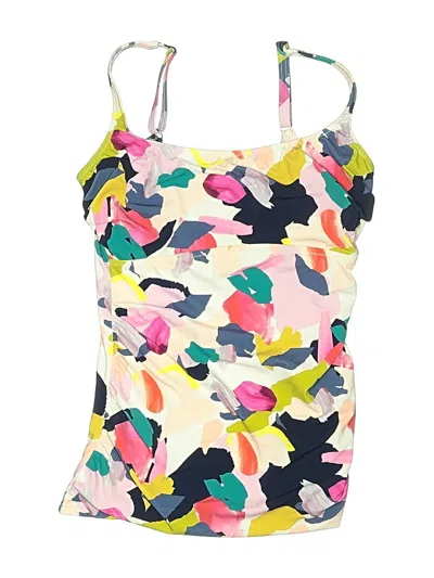 Pre-owned Profile By Gottex Swimsuit Top Ivory Floral Pattern Swimwear