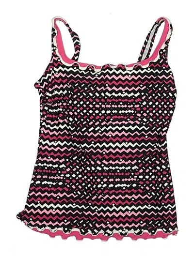Pre-owned Profile By Gottex Swimsuit Top Pink Chevron/herringbone Pattern Swimwear