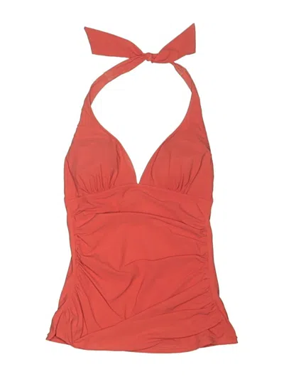Pre-owned Profile By Gottex Swimsuit Top Red Solid Pattern Swimwear