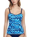 Profile By Gottex D-cup Scoop Neck Shirred Underwire Tankini Top In Pinwheel In Blue