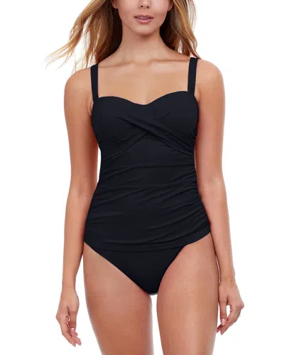 Profile By Gottex E-cup Scoop Neck Shirred Tankini Top In Tutti Frutti Black In Multi