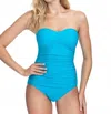 Profile By Gottex Textured Bandeau Strapless One Piece Swimsuit In Ribbons Blue In Blue
