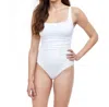 Profile By Gottex Textured Round Neck One Piece Swimsuit In Pro Afternoon Tea Off White In White