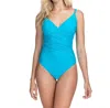 Profile By Gottex Textured V-neck Surplice One Piece Swimsuit In Ribbons Blue
