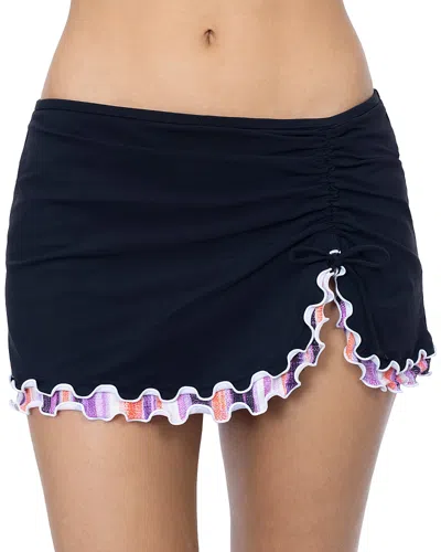 Profile By Gottex Riga Tricolore Solid Side Slit Skirt Bottom In Black