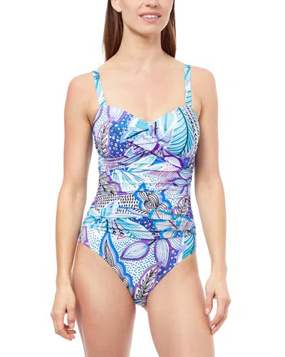 Profile By Gottex Tropic Boom D-cup Wide Strap One-piece In Blue