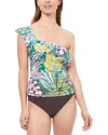 Profile By Gottex Tropic Boom One Shoulder Ruffle Top