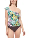 Profile By Gottex Tropic Boom One Shoulder Ruffle Top
