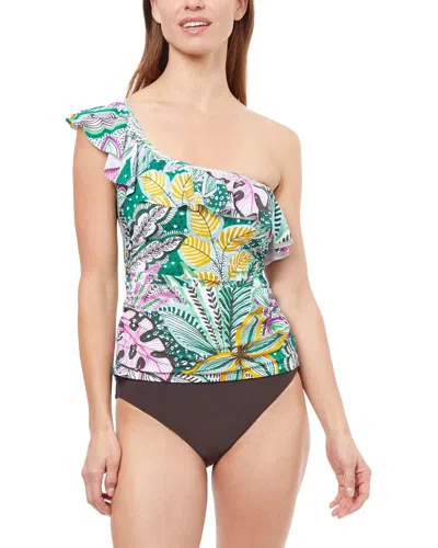 PROFILE BY GOTTEX PROFILE BY GOTTEX TROPIC BOOM ONE SHOULDER RUFFLE TOP