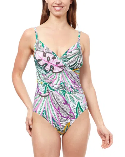 Profile By Gottex Tropic Boom V Neck One-piece In Green
