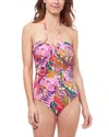 Profile By Gottex Tropikaia Tie Front Tummy Control One Piece Swimsuit In Multi