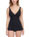 Profile By Gottex Ribbons D-cup Textured Wide Strap One Piece Swimsuit In Black In Black