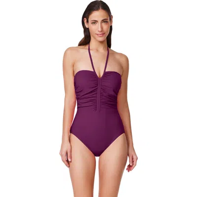 Profile By Gottex Tutti Frutti Bandeau One Piece In Burgundy