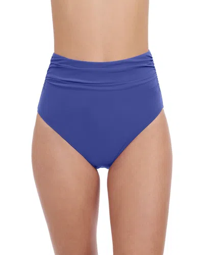 Profile By Gottex Tutti Frutti Shirred High Waist Bikini Bottom In Blue
