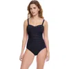 Profile By Gottex Tutti Frutti D-cup Scoop Neck Shirred Underwire One Piece In Black
