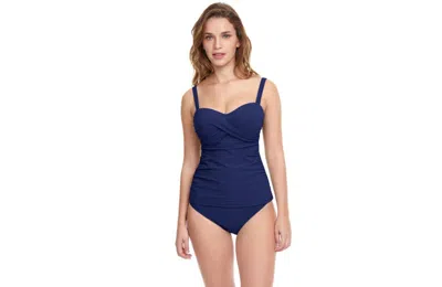 Profile By Gottex Tutti Frutti D Cup Tankini Swim Top In Navy