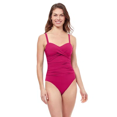 Profile By Gottex Tutti Frutti D Cup Wide Strap One Piece Swimsuit In Red