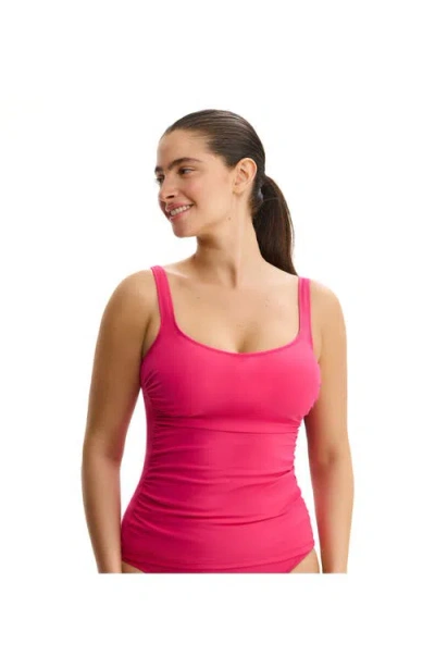 Profile By Gottex Tutti Frutti Fashion D-cup Scoop Neck Tankini Top In Pink