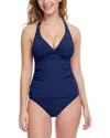 Profile By Gottex F-cup Scoop Neck Shirred Underwire Tankini Top In Tutti Frutti Navy