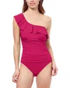 Profile By Gottex Tutti Frutti One Shoulder Ruffle Top