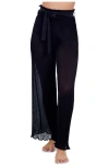 Profile By Gottex Tutti Frutti Pleated Sheer Cover-up Pants In Black